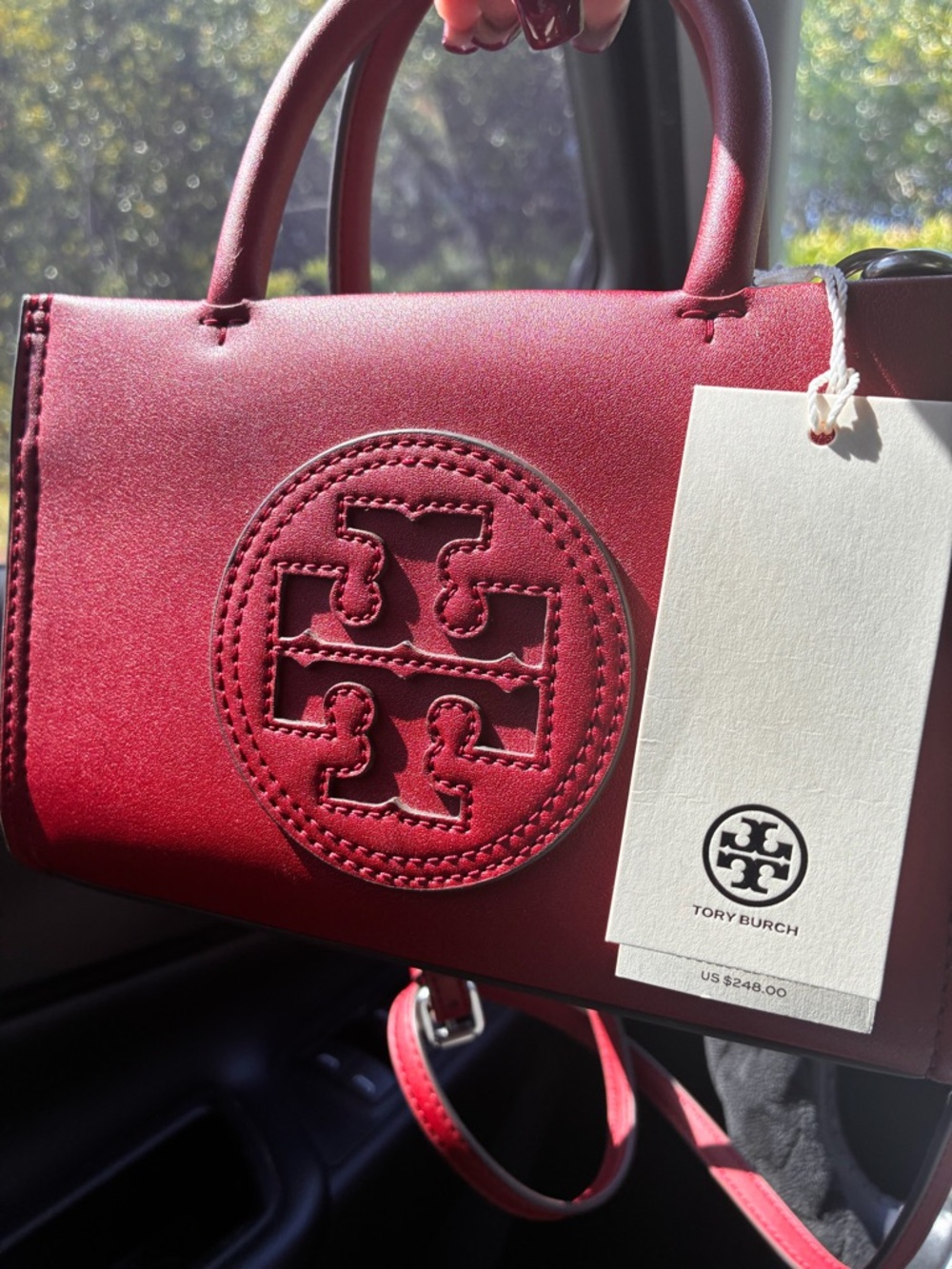 Tory Burch Burgundy Leather Crossbody Satchel